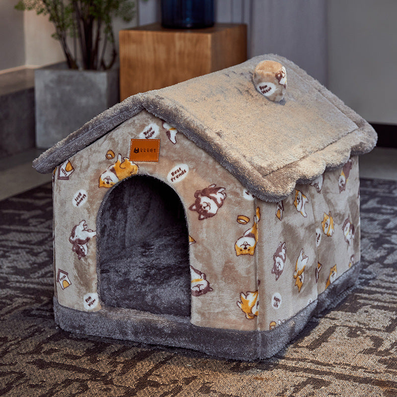 Self-Warming Plush Pet Nest Bed – Cozy Indoor Bed for Cats & Small Dogs