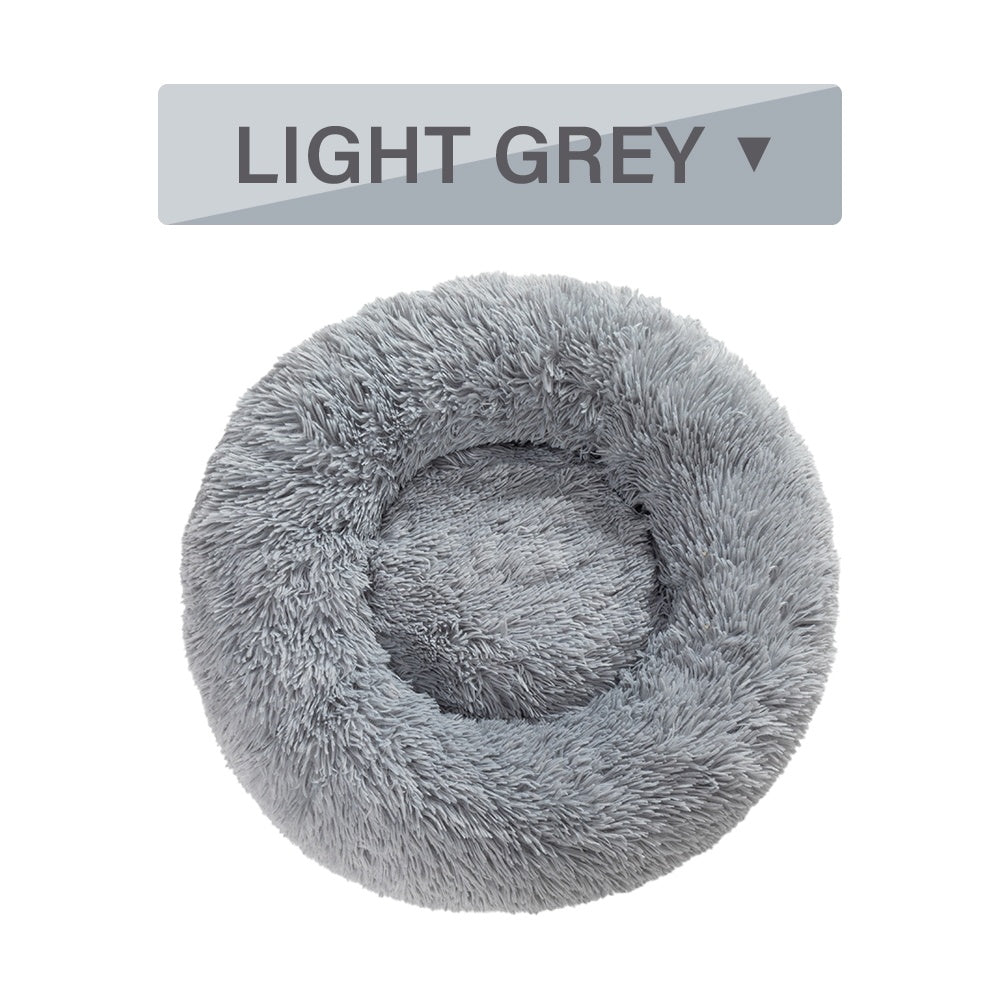 Fluffy Donut Dog Bed – Calming Plush Bed for Cats & Dogs (S–XL)
