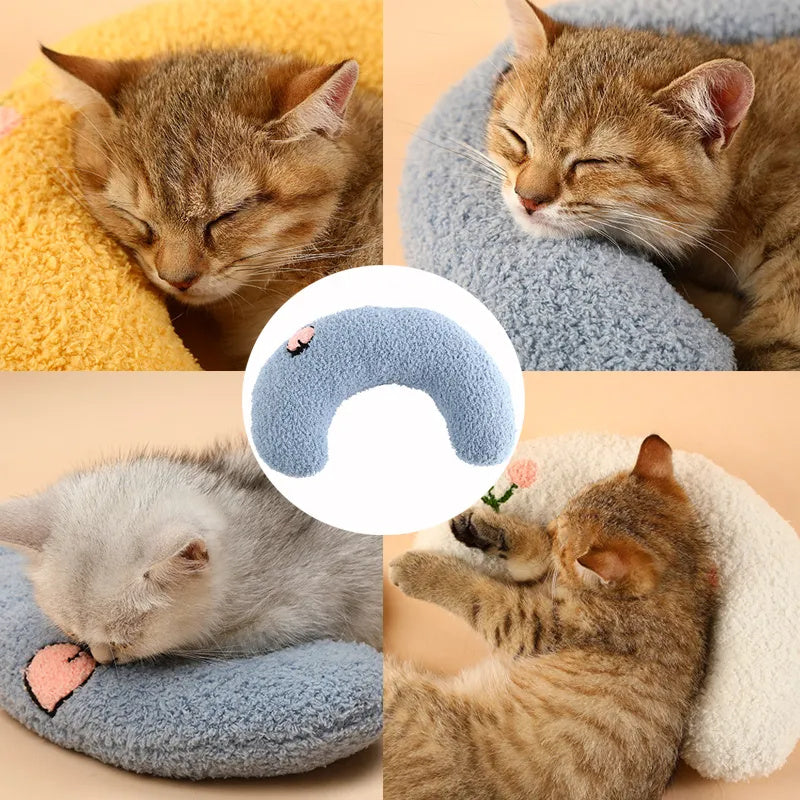 Plush Pet Calming Pillow – Half Donut Bed for Small Dogs & Cats (Up to 10 lbs)