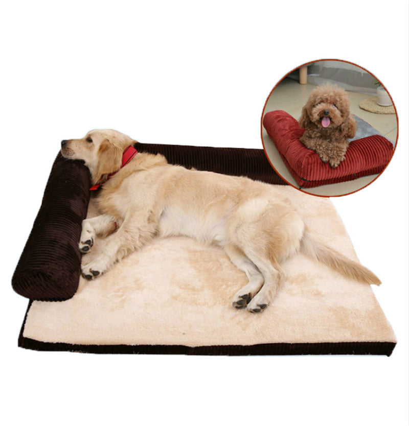 Corduroy Pet Sofa – Washable, Soft Bed for Cats & Dogs (S–XL)