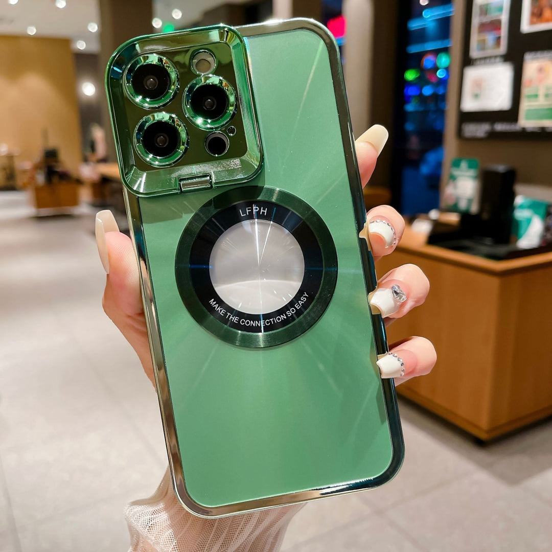 Electroplated Phone Case Luxury Plating CD Pattern Magsafe Bracket Case For  12 13 14 Pro Max Invisible Camera Stand Holder Lens Holder Magnetic Suction - JEFF's Favorite Picks