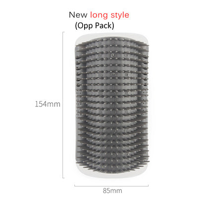 Wall-Mount Cat Self-Grooming Brush – Corner Scratcher & Massager with Catnip
