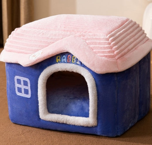 Self-Warming Plush Pet Nest Bed – Cozy Indoor Bed for Cats & Small Dogs