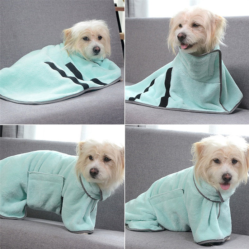 Full-Body Pet Bathrobe Towel – Super Absorbent Drying Coat & Pajamas for Dogs & Cats
