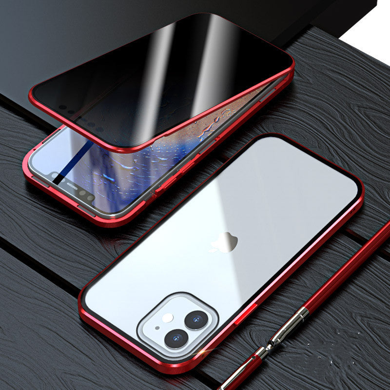 Anti-Peep Magnetic Privacy iPhone Case – Metal + Tempered Glass