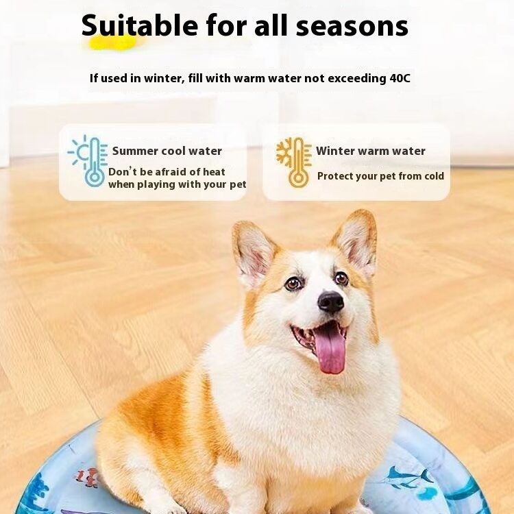 Inflatable Cat Cooling Water Mat – Summer Ice Pad with Ocean Theme (65cm / 100cm)