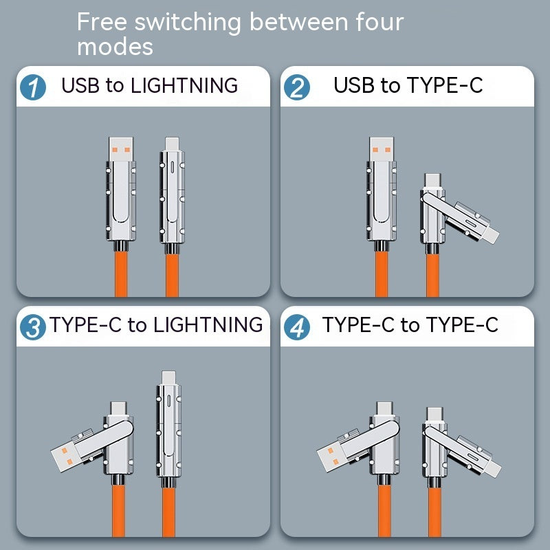 1m Zinc Alloy Fast Charging Cable – Dual Lightning & Type-C Compatibility – car-accessory
