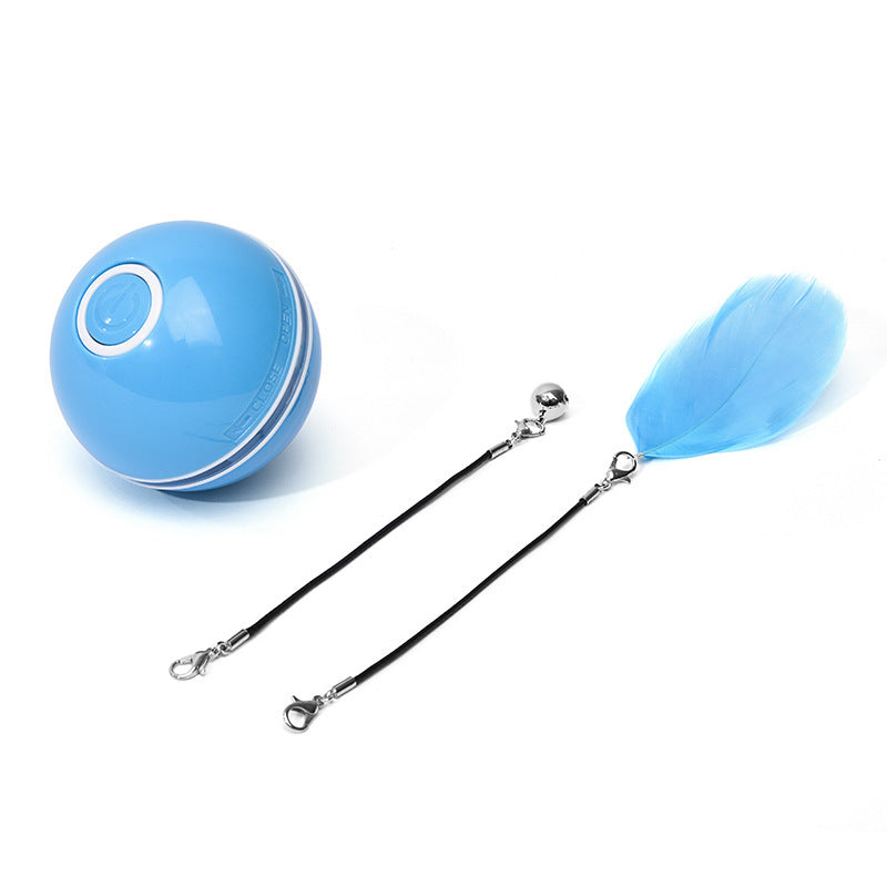 360° Rotating Cat Ball Toy with LED Lights, Feather, Bell & Catnip – USB Rechargeable – grooming kit