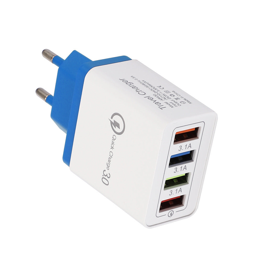 4-Port USB Wall Charger with Quick Charge 3.0 – EU/US Plug | Fast Multi-Device Charging – power-bank