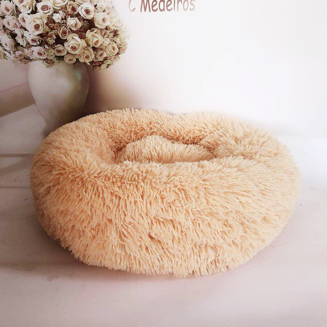 Plush Donut Pet Bed – Calming Nest for Dogs & Cats in 13 Colors