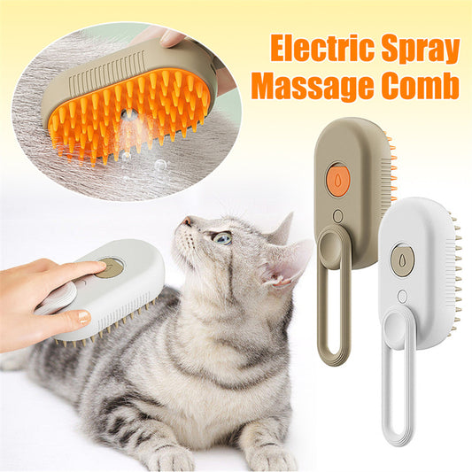 3-in-1 Electric Steam Pet Brush – Anti-Static Grooming Tool for Dogs & Cats – grooming kit