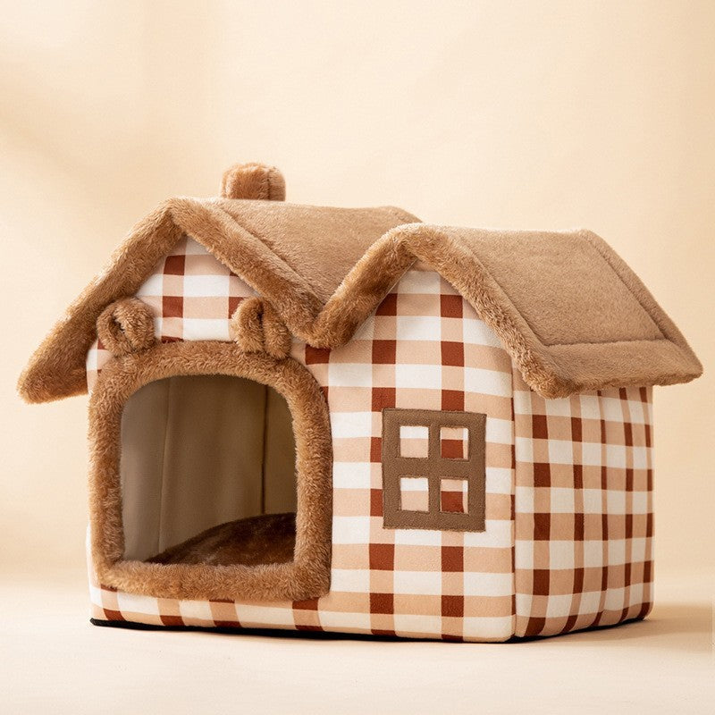 Self-Warming Plush Pet Nest Bed – Cozy Indoor Bed for Cats & Small Dogs