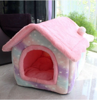 Self-Warming Plush Pet Nest Bed – Cozy Indoor Bed for Cats & Small Dogs