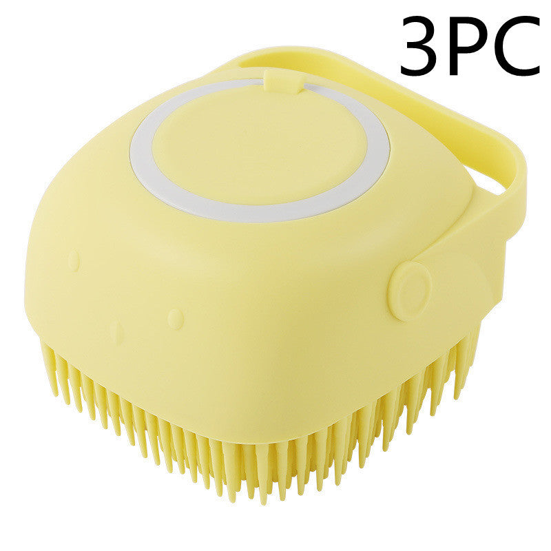 Silicone Pet Bath & Massage Brush – Gentle Grooming Tool with Shampoo Dispenser