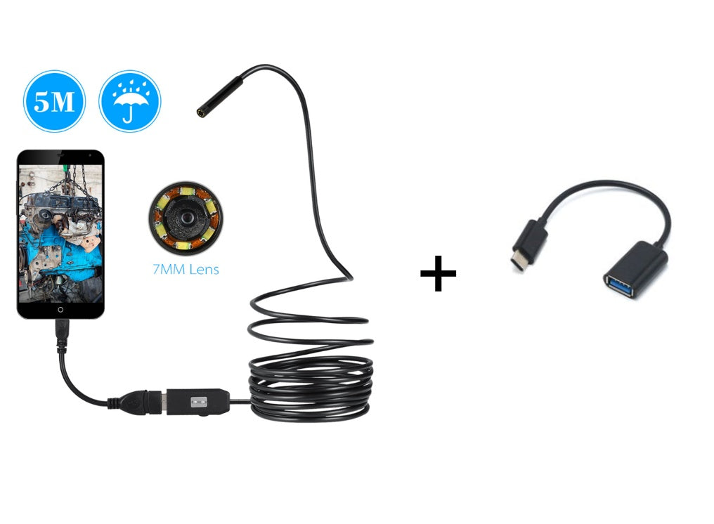 7mm USB Endoscope Camera – Waterproof Inspection Borescope for Android & PC – tech-gadget