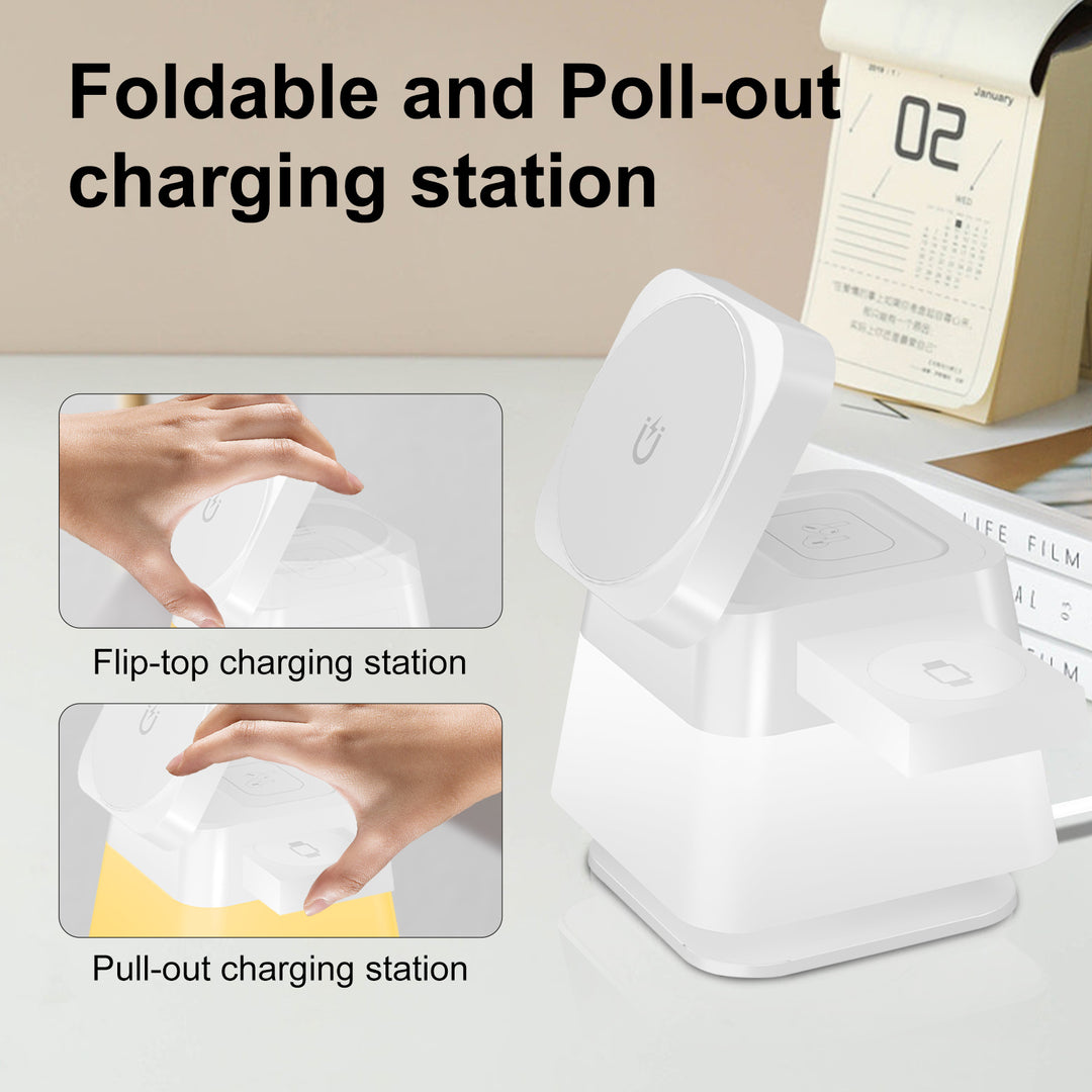 4-in-1 Magnetic Wireless Charger – Foldable Charging Station with Night Light – power-bank