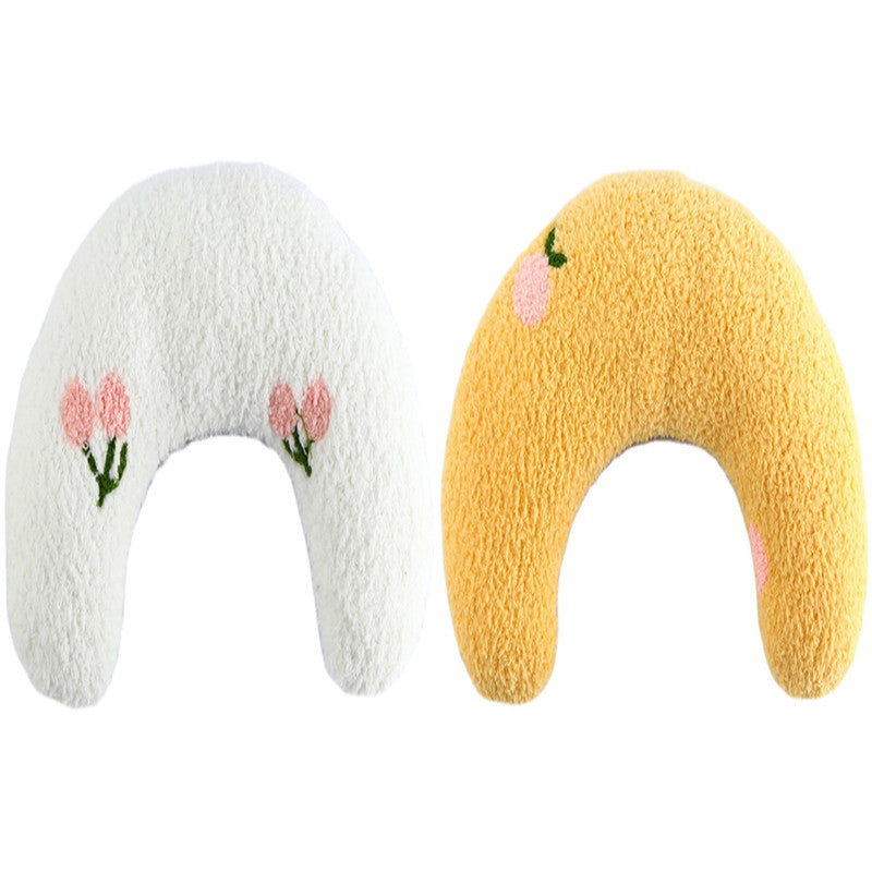 Plush Pet Calming Pillow – Half Donut Bed for Small Dogs & Cats (Up to 10 lbs)