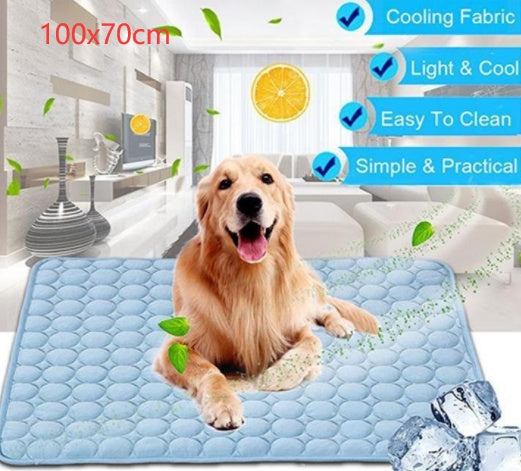 Ice Silk Pet Cooling Pad – Breathable Summer Mat for Dogs & Cats (No Water Needed)