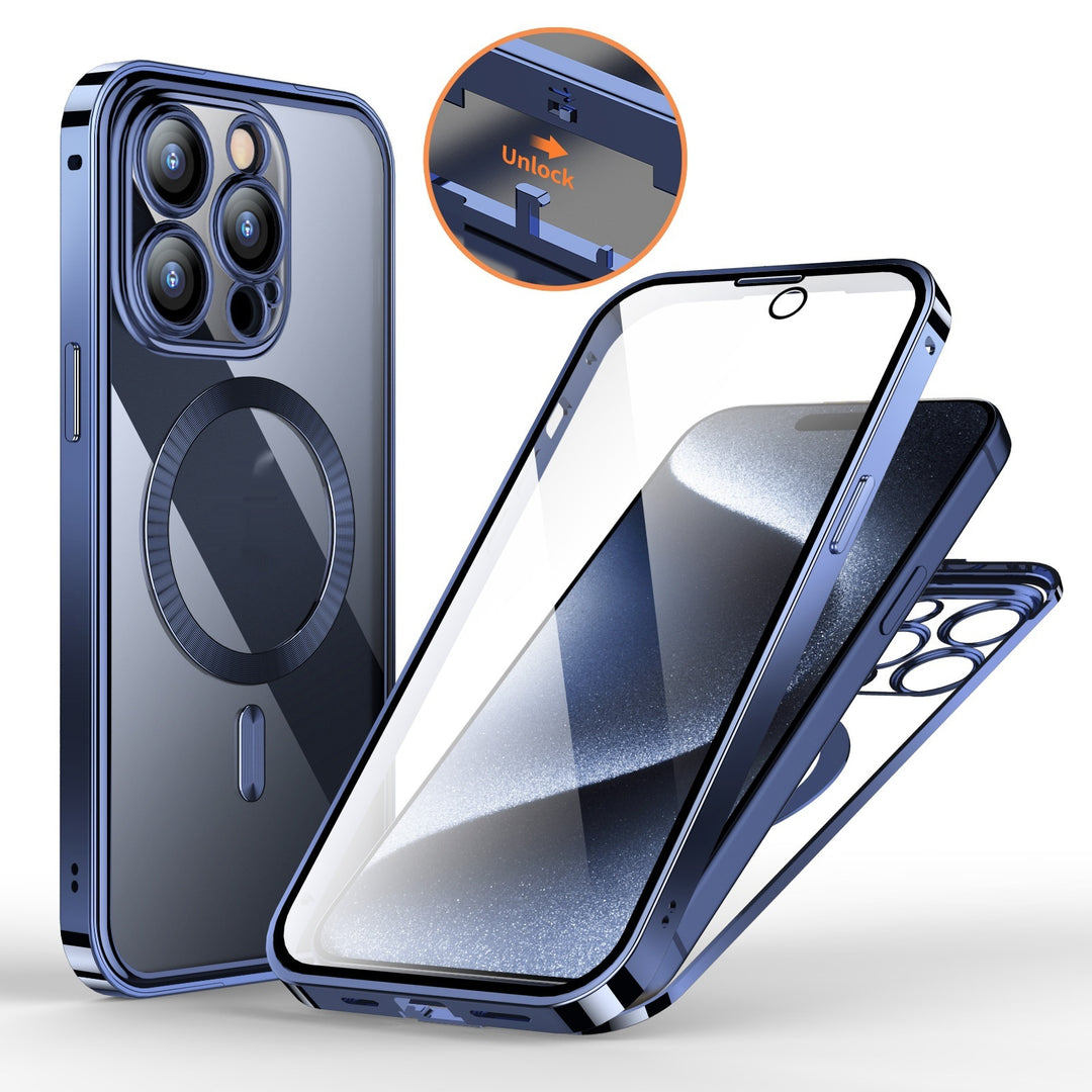 360° Magnetic Privacy iPhone Case – Metal Double-Lock Full Protection Cover – phone-case