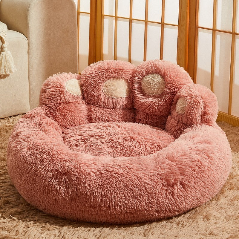 Hand-Shaped Winter Pet Bed – Cozy Plush Sofa for Cats & Dogs (M–3XL)