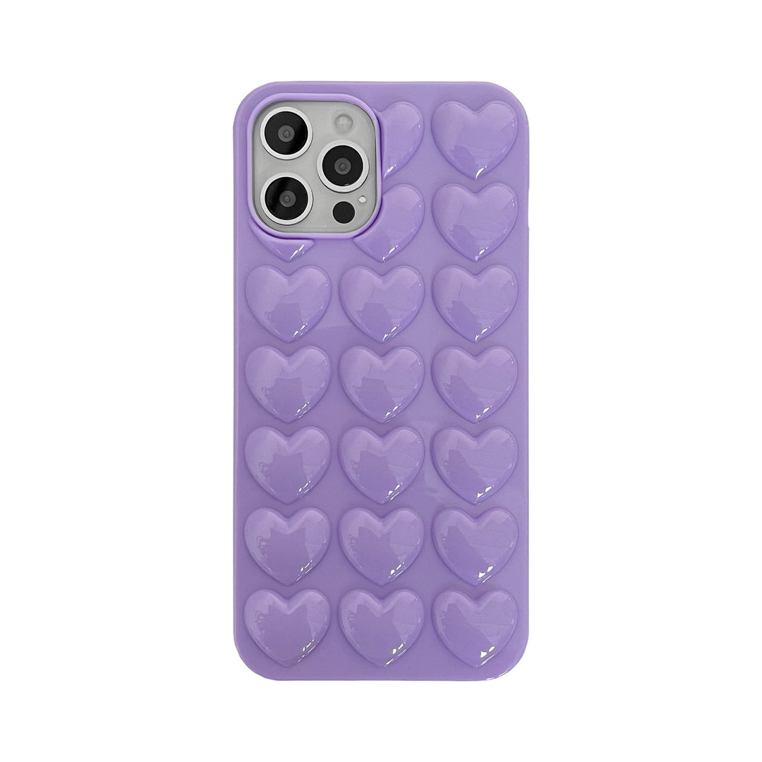 3D Love TPU iPhone Case – Cute Korean Style Heart Pattern Cover – phone-case