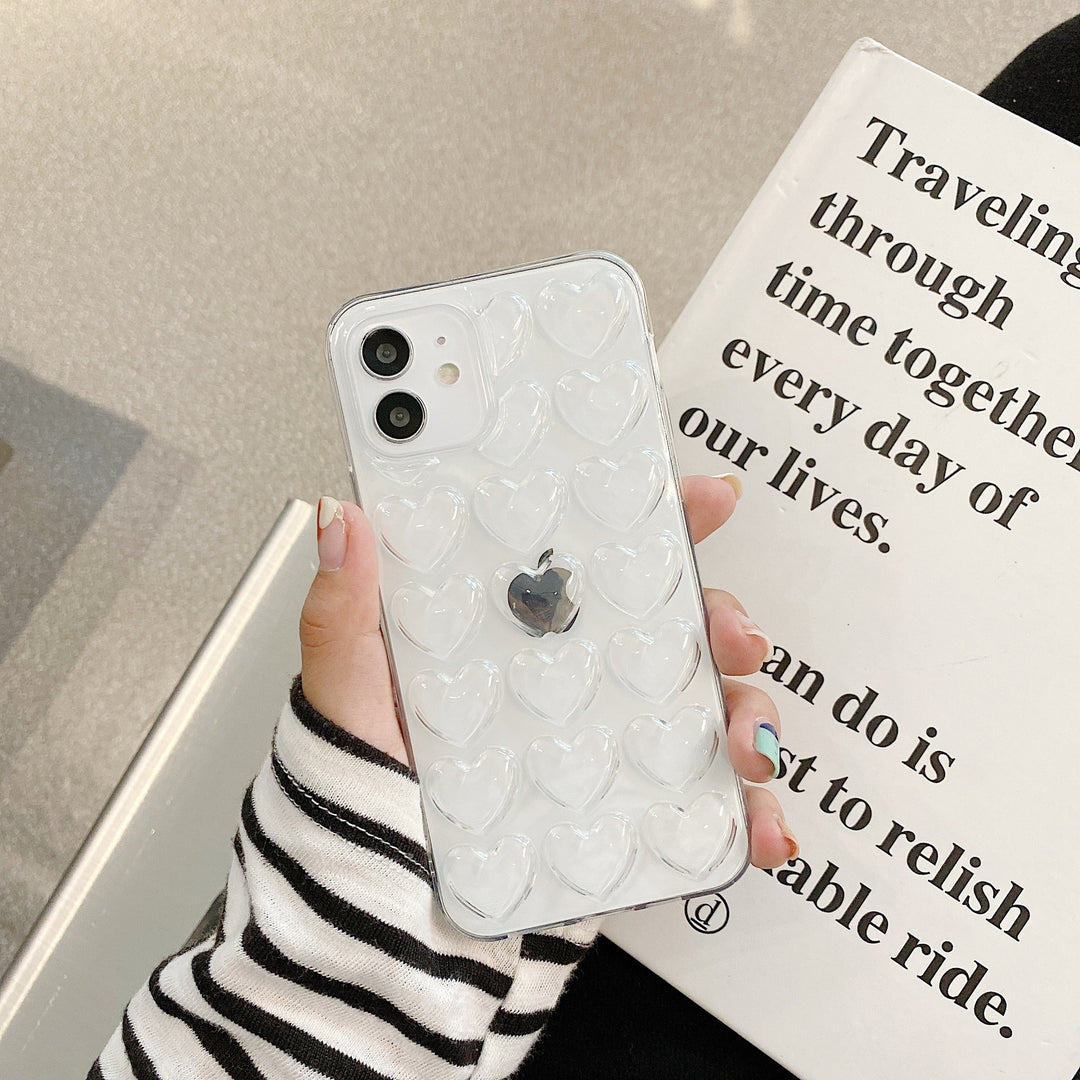 3D Love TPU iPhone Case – Cute Korean Style Heart Pattern Cover – phone-case