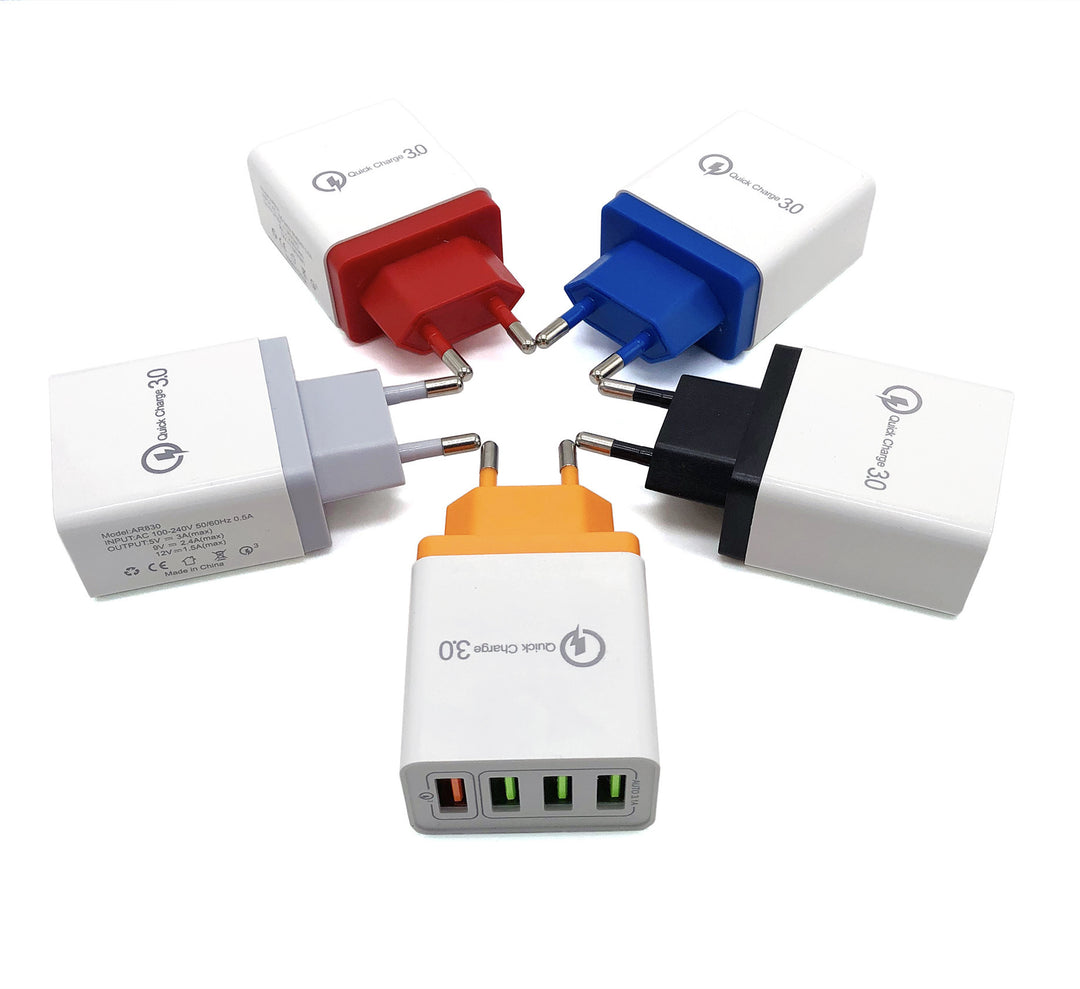 4-Port USB Wall Charger with Quick Charge 3.0 – EU/US Plug | Fast Multi-Device Charging – power-bank