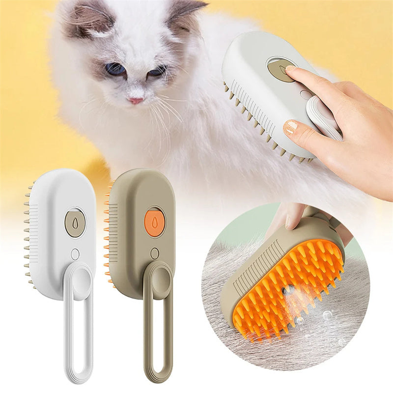 3-in-1 Electric Steam Pet Brush – Anti-Static Grooming Tool for Dogs & Cats – grooming kit