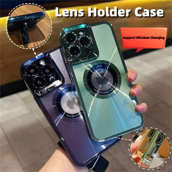 Luxury Electroplated CD-Pattern iPhone Case – Magnetic Ring Kickstand – phone-case