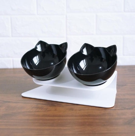 Ergonomic Cat Feeding Bowl – Tilted Transparent Design (Single or Double)