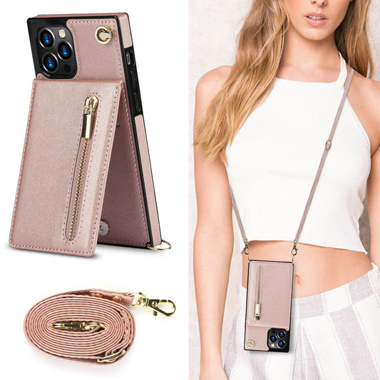 PU Leather Crossbody Zipper Phone Case – Wallet Cover for Samsung – phone-case