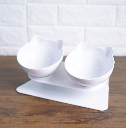 Ergonomic Cat Feeding Bowl – Tilted Transparent Design (Single or Double)