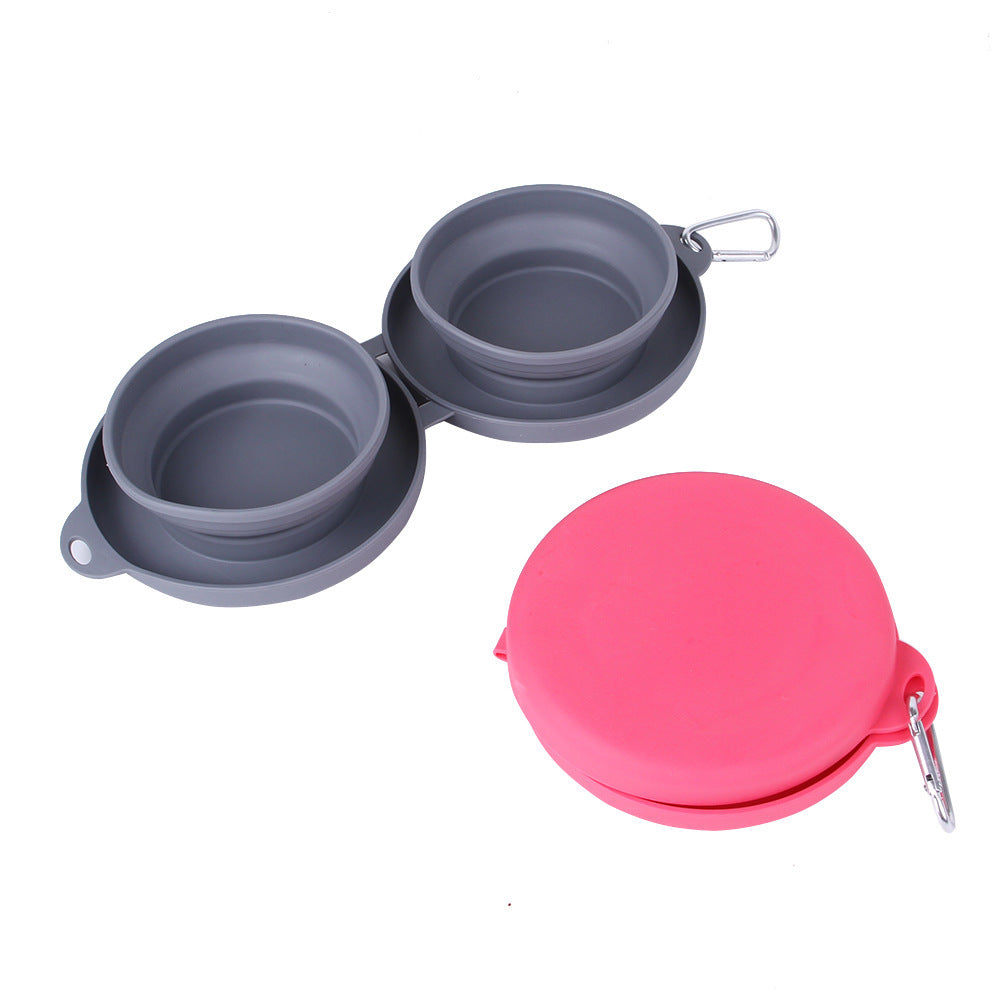Collapsible Double Dog Bowl – Travel-Ready Silicone Pet Feeder