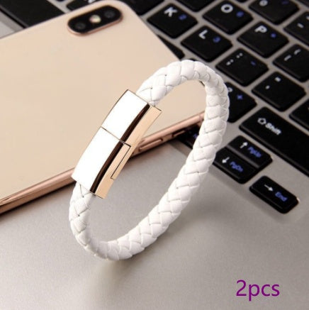 2-in-1 Leather USB Charging Bracelet – Wearable Charging Cable – power-bank
