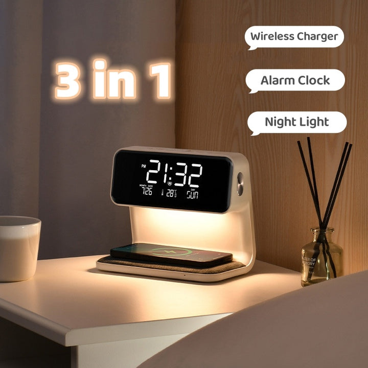 3-in-1 Bedside Lamp | Wireless Charger + Alarm Clock + Light – power-bank