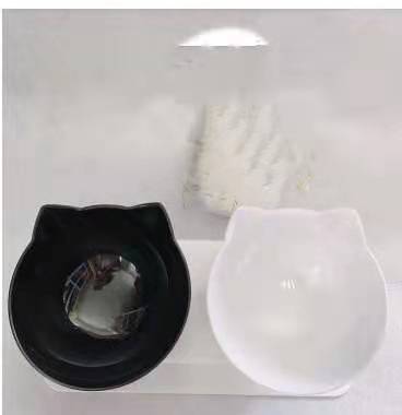 Cat Head Transparent Double Bowl – 15° Tilted Ergonomic Feeder for Cats & Small Dogs