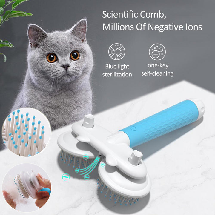 Negative Ion Dual-Head Pet Brush – Self-Cleaning Cat & Dog Grooming Tool – grooming kit