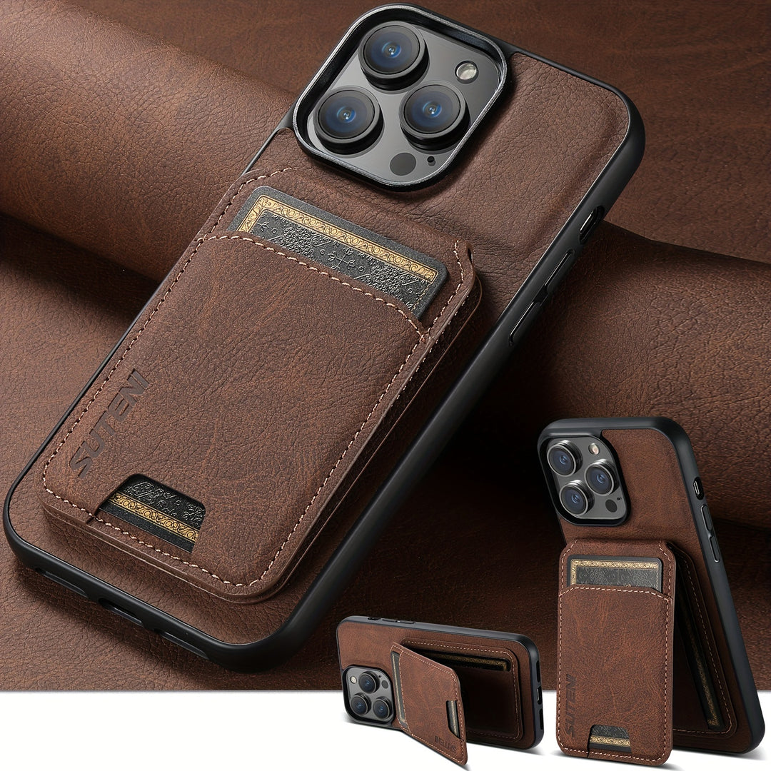 SUTENI iPhone PU Leather Wallet Case – Stand & Card Holder