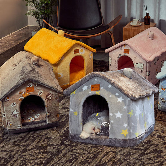 Self-Warming Plush Pet Nest Bed – Cozy Indoor Bed for Cats & Small Dogs – grooming kit