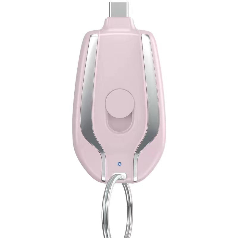 Mini Keyring Power Bank with Built-in Lightning or Type-C Cable – 1500mAh Emergency Charger