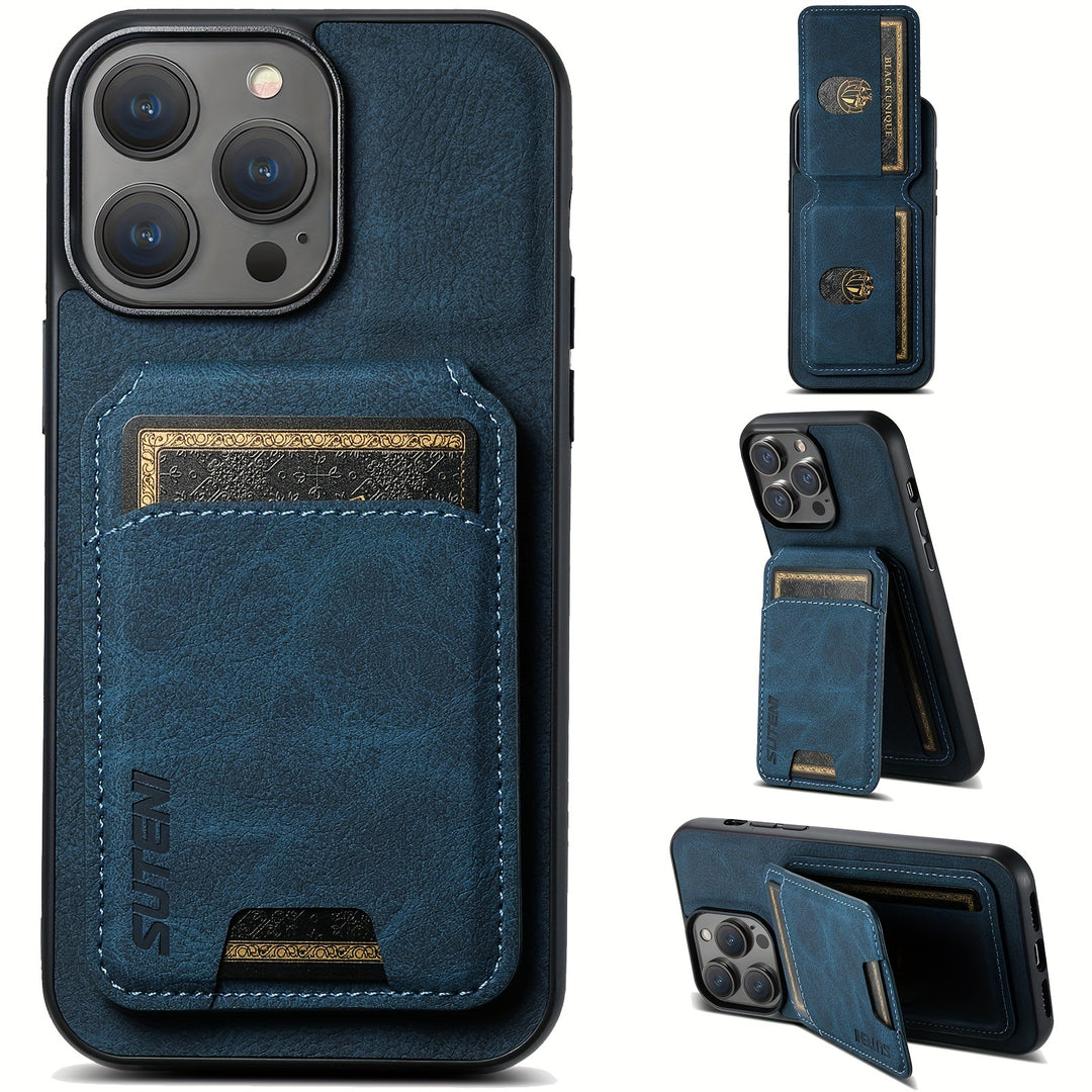 SUTENI iPhone PU Leather Wallet Case – Stand & Card Holder