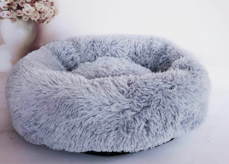 Plush Donut Calming Bed – Orthopedic Anti-Anxiety Pet Nest for Dogs & Cats