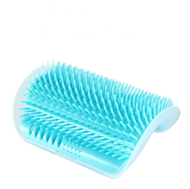 Wall-Mount Cat Self-Grooming Brush – Corner Scratcher & Massager with Catnip