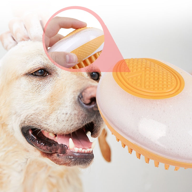 2-in-1 Pet Bath & Grooming Brush – Silicone Brush with Shampoo Dispenser – grooming kit