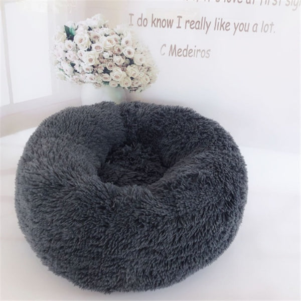 Fluffy Round Pet Bed – Plush Donut Bed for Dogs & Cats of All Sizes