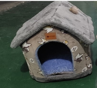 Self-Warming Plush Pet Nest Bed – Cozy Indoor Bed for Cats & Small Dogs