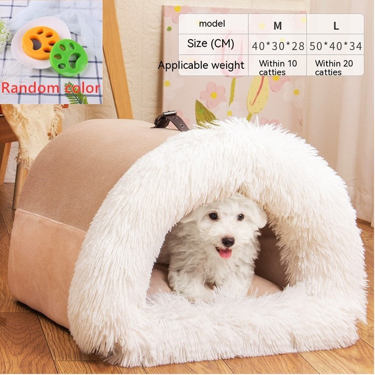 Cozy Cat House Villa – Semi-Enclosed Plush Pet Nest for Cats & Small Dogs