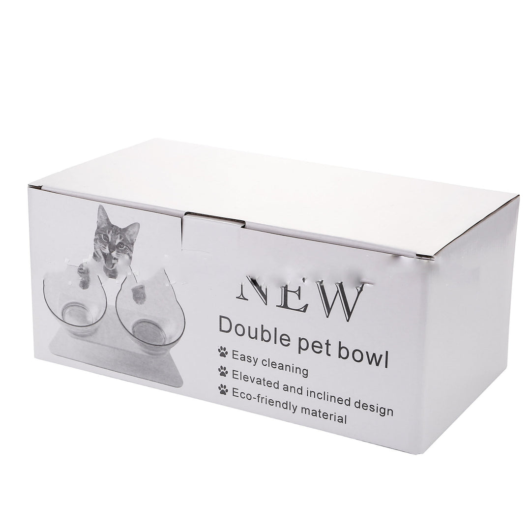 15° Tilted Cat Double Bowl – Ergonomic Elevated Feeder for Cats & Small Dogs – grooming kit
