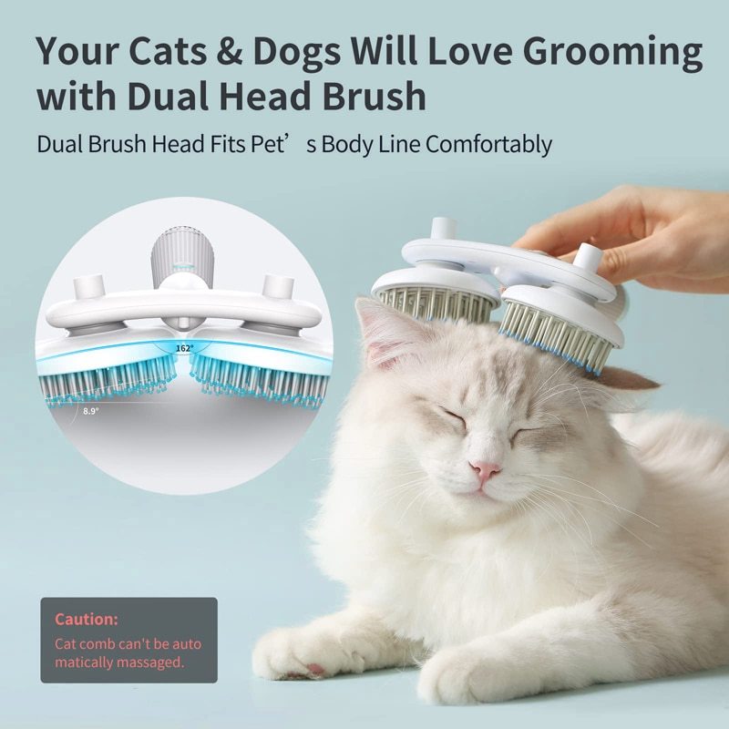 Negative Ion Dual-Head Pet Brush – Self-Cleaning Cat & Dog Grooming Tool