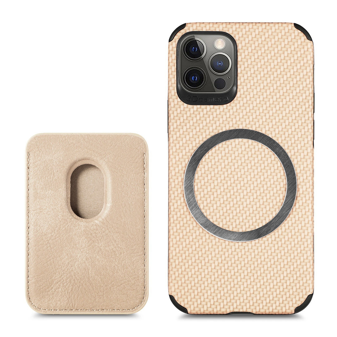 Magnetic Leather Card Holder Phone Case – Carbon Fiber Pattern – phone-case